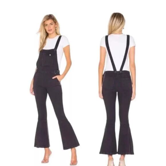 Chaser Denim - CHASER Revolve Flared Crossback Overalls SZ M Blueberry Vintage Wash NWT Boho
